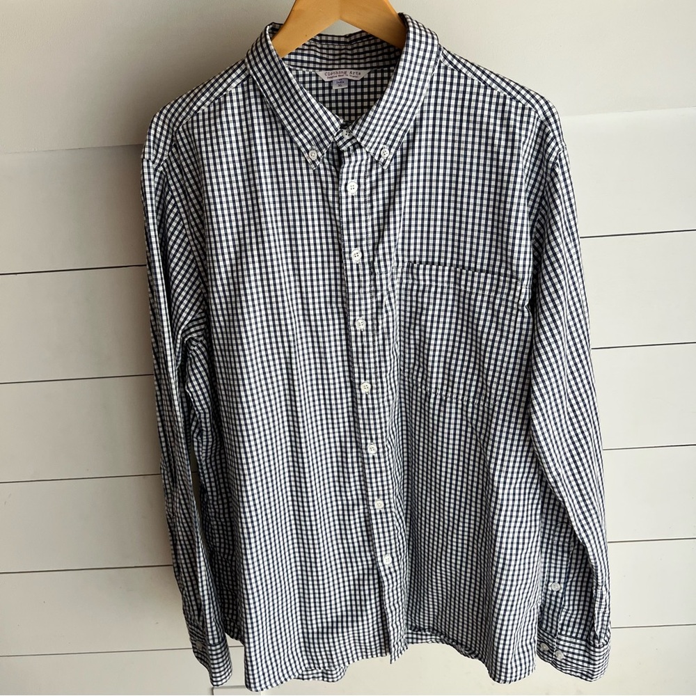 Clothing Arts Men's Blue and White Checkered  Pick Pocket Proof Shirt Size XL